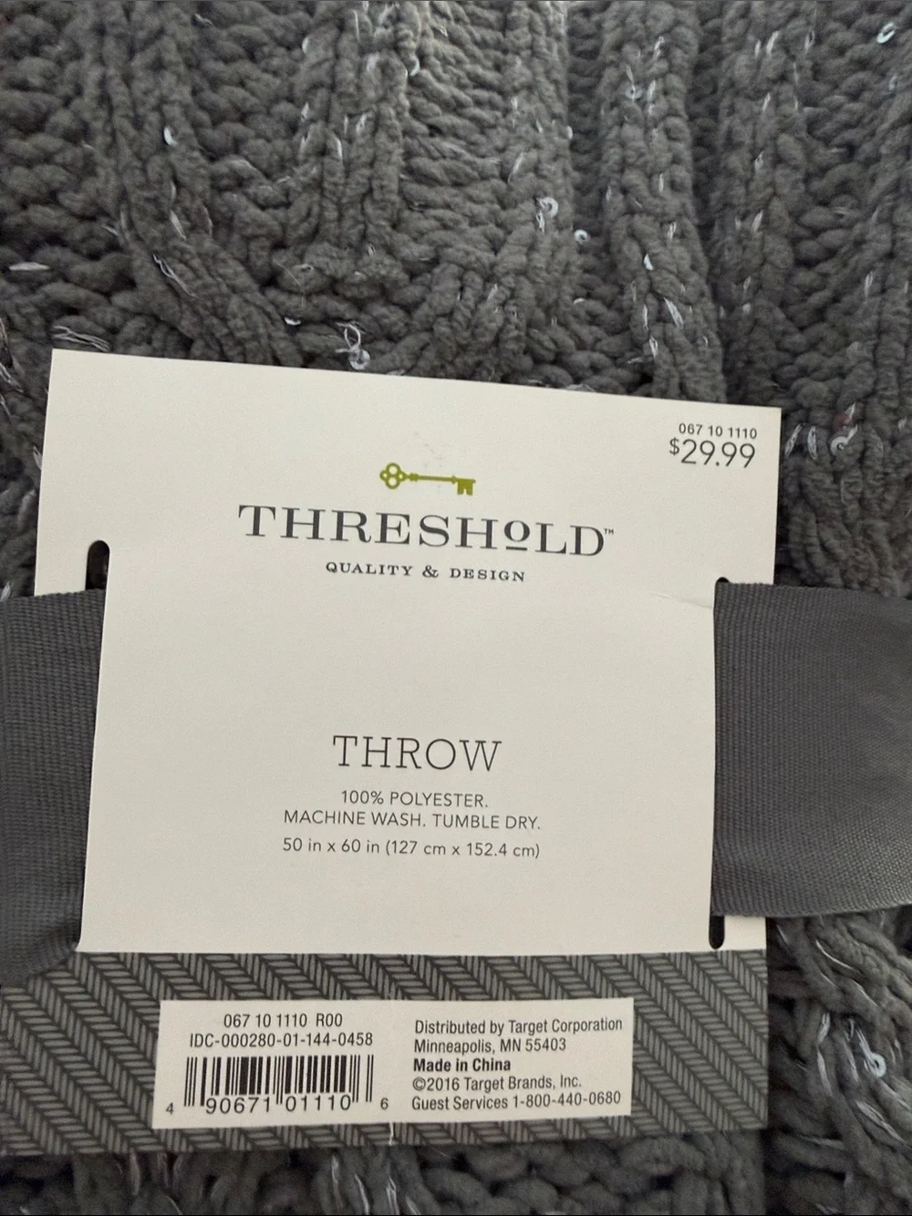 Threshold Chunky Knit Throw Blanket - Gray and Cream Bundle